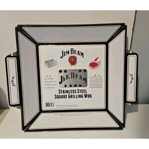 Jim Beam Stainless Steel Square Grilling Wok with Easy-Grip Handles